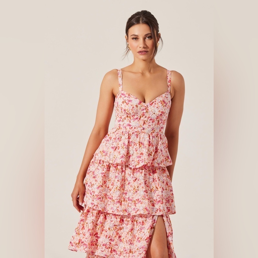 Astr The Label Midsummer Eyelet Tiered Maxi Dress B642 - Picture 2 of 6